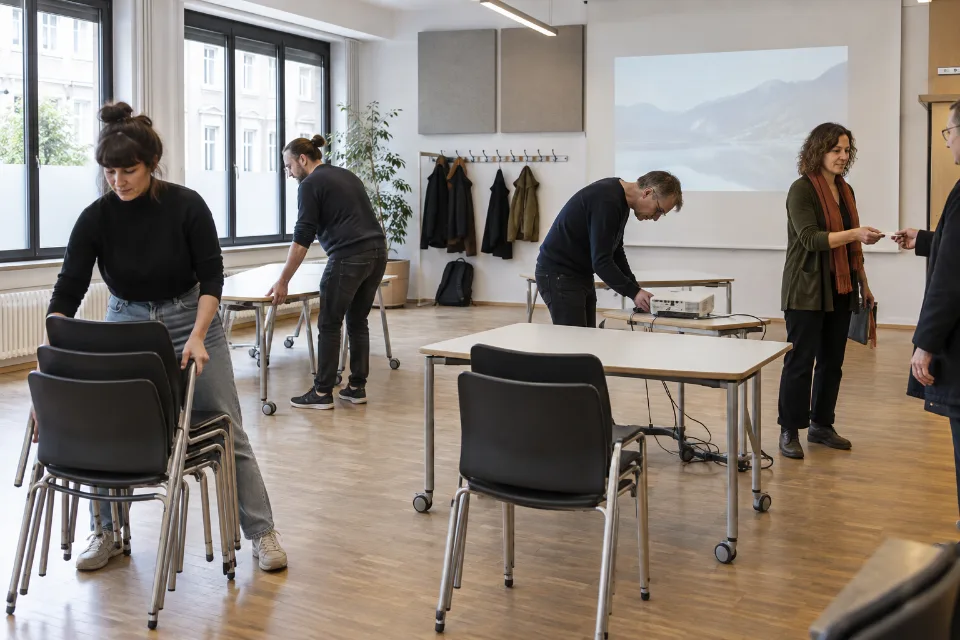 Aufbau und Übergabe eines flexibel nutzbaren Seminar- und Workshopraums